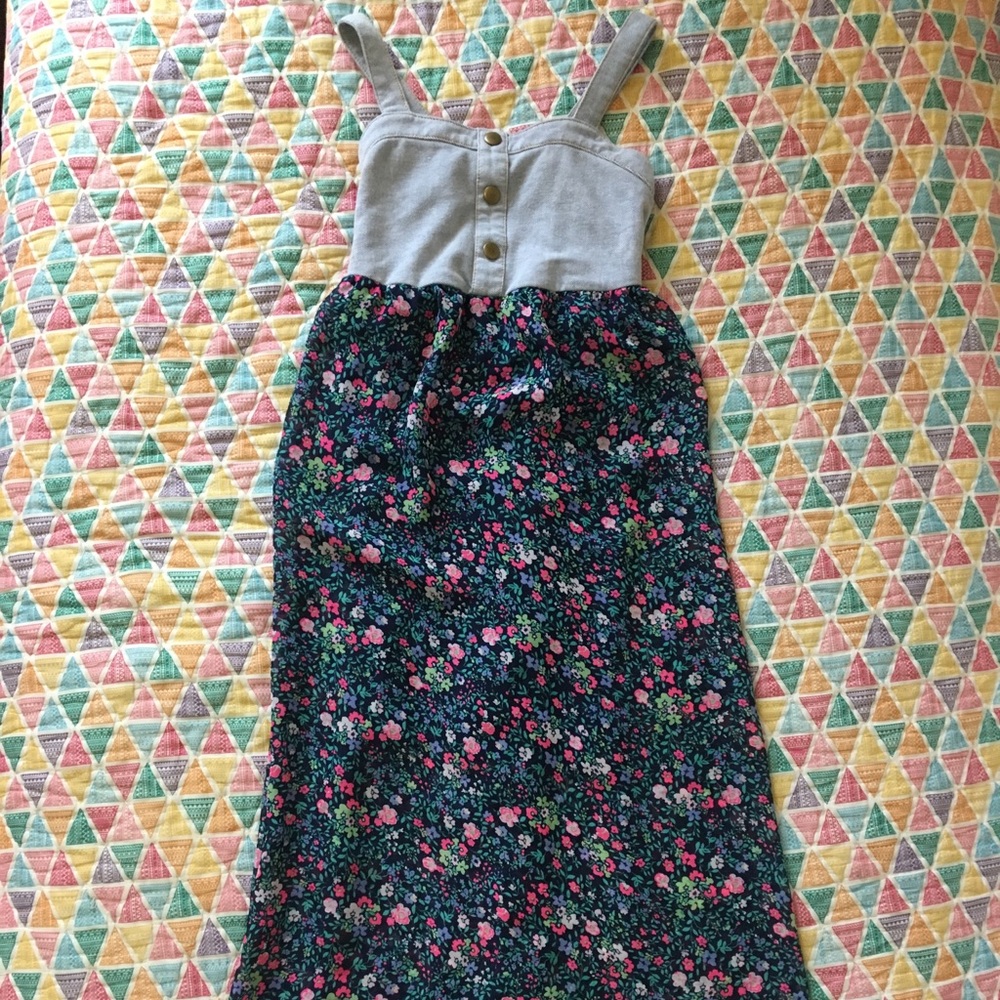 Cherokee girls floral and denim dress